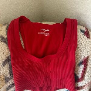 garage scoop neck red tank top